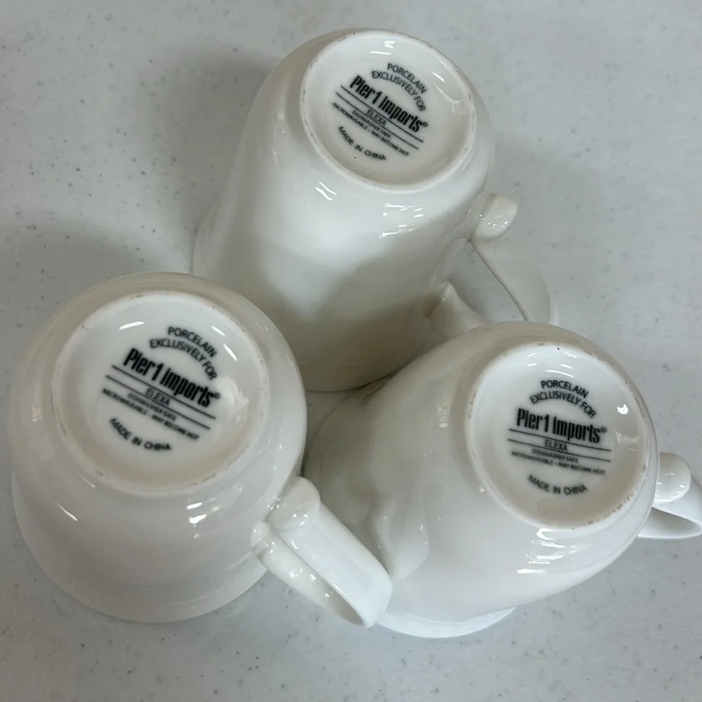 Pier 1 white Elexa Mugs / Cup Set of three
